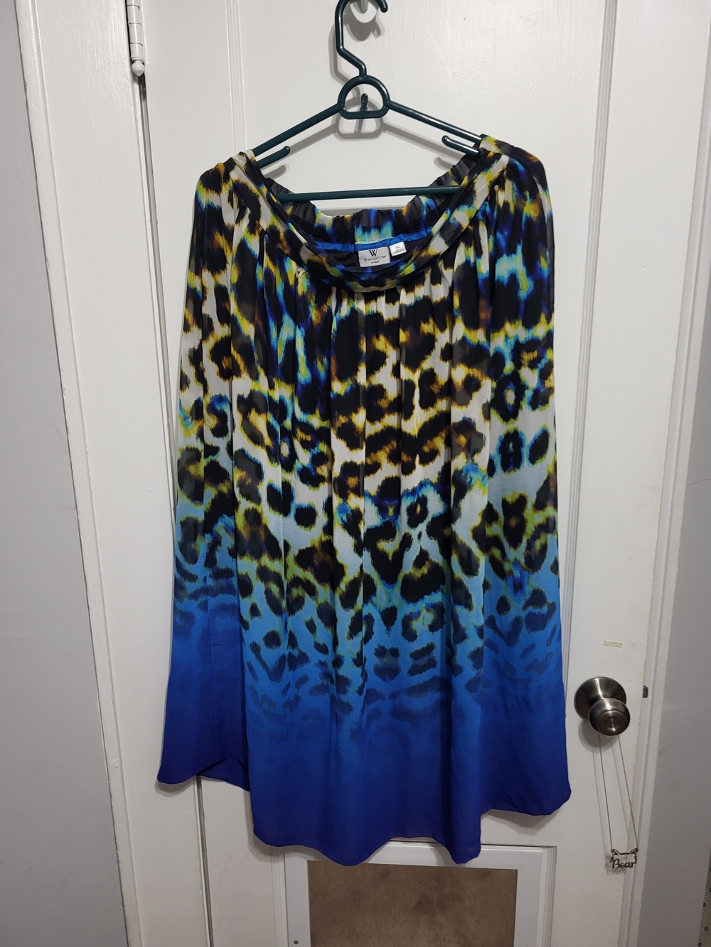 Maxi Skirt‎ with Blue Ombre Leopard Print XL